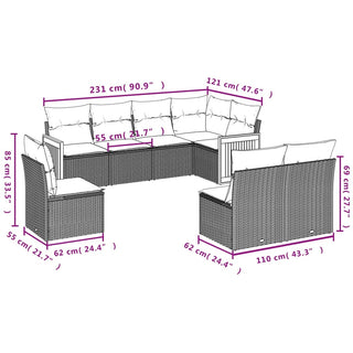 8-Delige Loungeset Met Kussens Poly Rattan