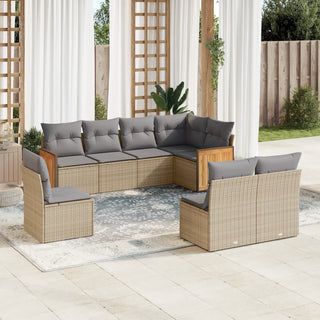 8-Delige Loungeset Met Kussens Poly Rattan