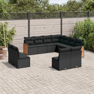 1 Loungeset Met Kussens Poly Rattan