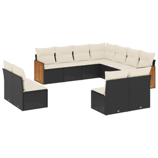 1 Loungeset Met Kussens Poly Rattan