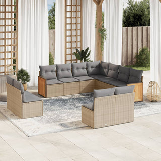 1 Loungeset Met Kussens Poly Rattan