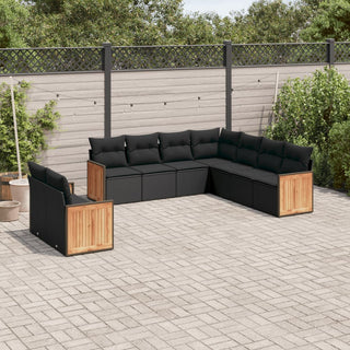 9-Delige Loungeset Met Kussens Poly Rattan