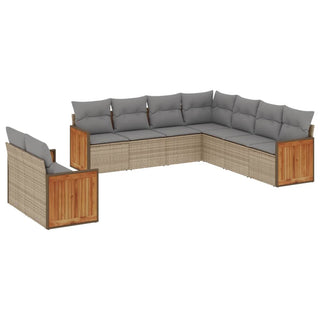 9-Delige Loungeset Met Kussens Poly Rattan