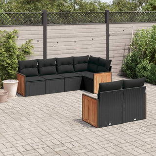 7-Delige Loungeset Met Kussens Poly Rattan Beige