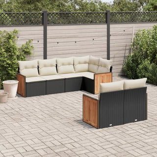 7-Delige Loungeset Met Kussens Poly Rattan Beige