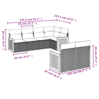 7-Delige Loungeset Met Kussens Poly Rattan Beige