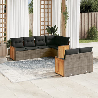 7-Delige Loungeset Met Kussens Poly Rattan Beige