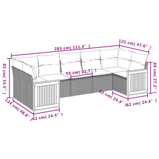 7-Delige Loungeset Met Kussens Poly Rattan