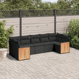 7-Delige Loungeset Met Kussens Poly Rattan