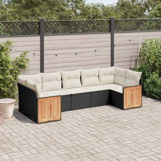 7-Delige Loungeset Met Kussens Poly Rattan