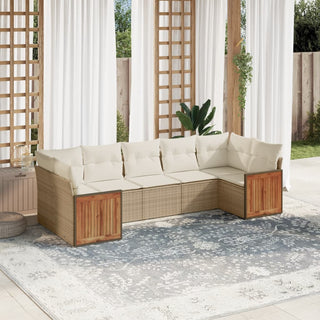 7-Delige Loungeset Met Kussens Poly Rattan