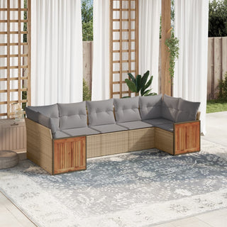 7-Delige Loungeset Met Kussens Poly Rattan