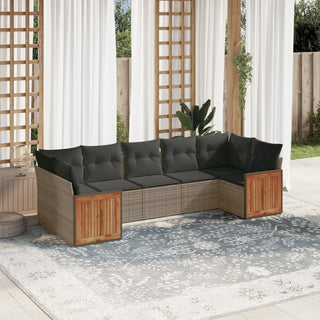 7-Delige Loungeset Met Kussens Poly Rattan