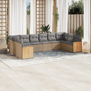 10-Delige Loungeset Met Kussens Poly Rattan