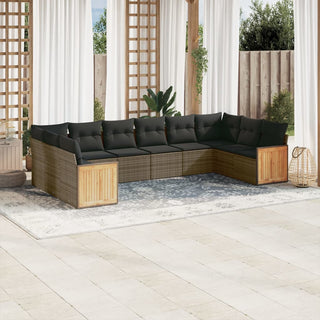 10-Delige Loungeset Met Kussens Poly Rattan