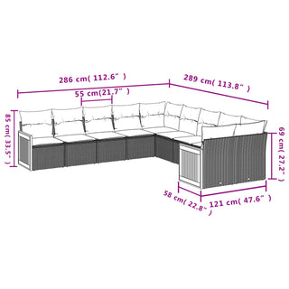 10-Delige Loungeset Met Kussens Poly Rattan