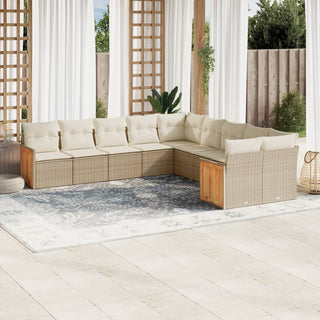 10-Delige Loungeset Met Kussens Poly Rattan