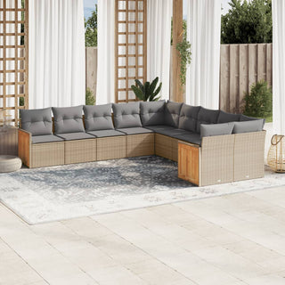 10-Delige Loungeset Met Kussens Poly Rattan