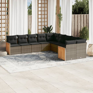 10-Delige Loungeset Met Kussens Poly Rattan