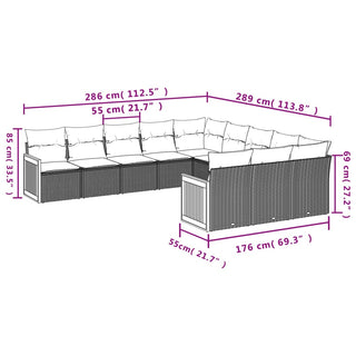 1 Loungeset Met Kussens Poly Rattan