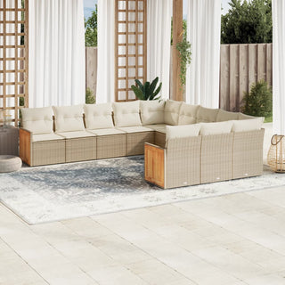 1 Loungeset Met Kussens Poly Rattan