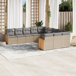 1 Loungeset Met Kussens Poly Rattan