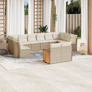 12-Delige Loungeset Met Kussens Poly Rattan