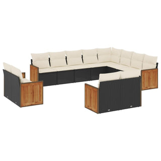 12-Delige Loungeset Met Kussens Poly Rattan