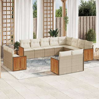 12-Delige Loungeset Met Kussens Poly Rattan