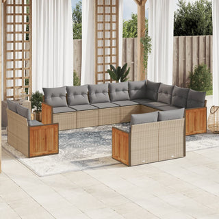 12-Delige Loungeset Met Kussens Poly Rattan