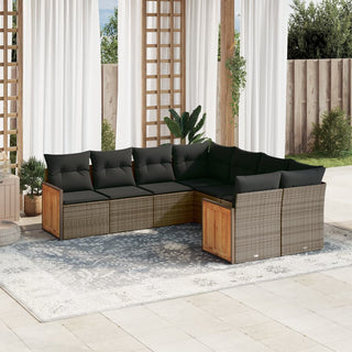 8-Delige Loungeset Met Kussens Poly Rattan