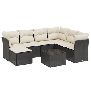 8-Delige Loungeset Met Kussens Poly Rattan Zwart