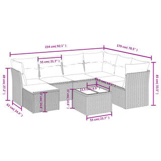 8-Delige Loungeset Met Kussens Poly Rattan Zwart