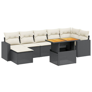 8-Delige Loungeset Met Kussens Poly Rattan Zwart