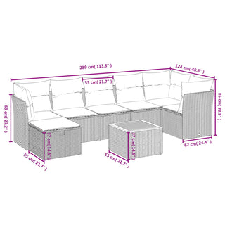 8-Delige Loungeset Met Kussens Poly Rattan Zwart