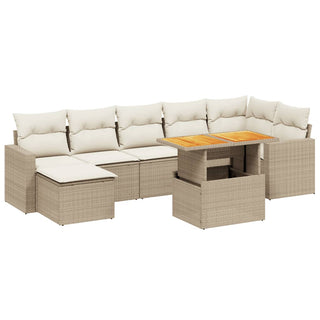 8-Delige Loungeset Met Kussens Poly Rattan Beige