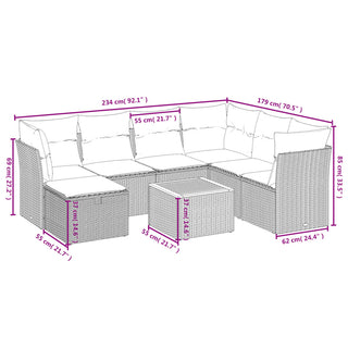 8-Delige Loungeset Met Kussens Poly Rattan Beige