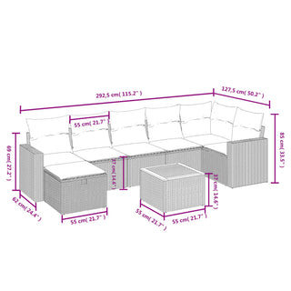 8-Delige Loungeset Met Kussens Poly Rattan Zwart