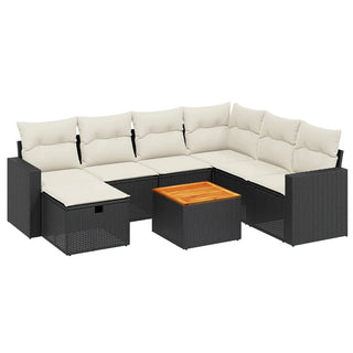 8-Delige Loungeset Met Kussens Poly Rattan Zwart