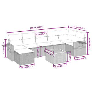 8-Delige Loungeset Met Kussens Poly Rattan Zwart