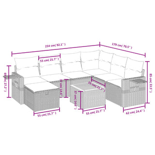 8-Delige Loungeset Met Kussens Poly Rattan Zwart