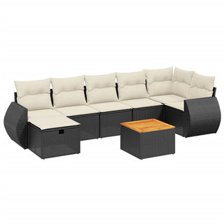 8-Delige Loungeset Met Kussens Poly Rattan Zwart