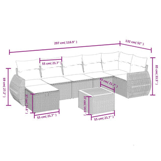 8-Delige Loungeset Met Kussens Poly Rattan Gemengd Beige