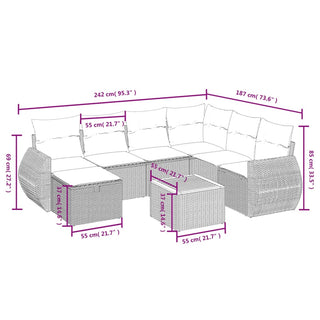 8-Delige Loungeset Met Kussens Poly Rattan Zwart