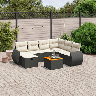 8-Delige Loungeset Met Kussens Poly Rattan Zwart